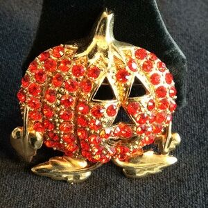 Austrian Crystal Realistic Pumpkin Brooch